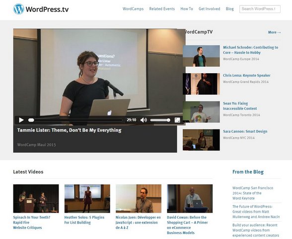 WordPress.tv front page